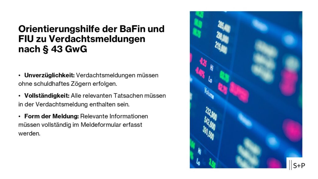 Verdachtsmeldungen nach &sect; 43 GwG