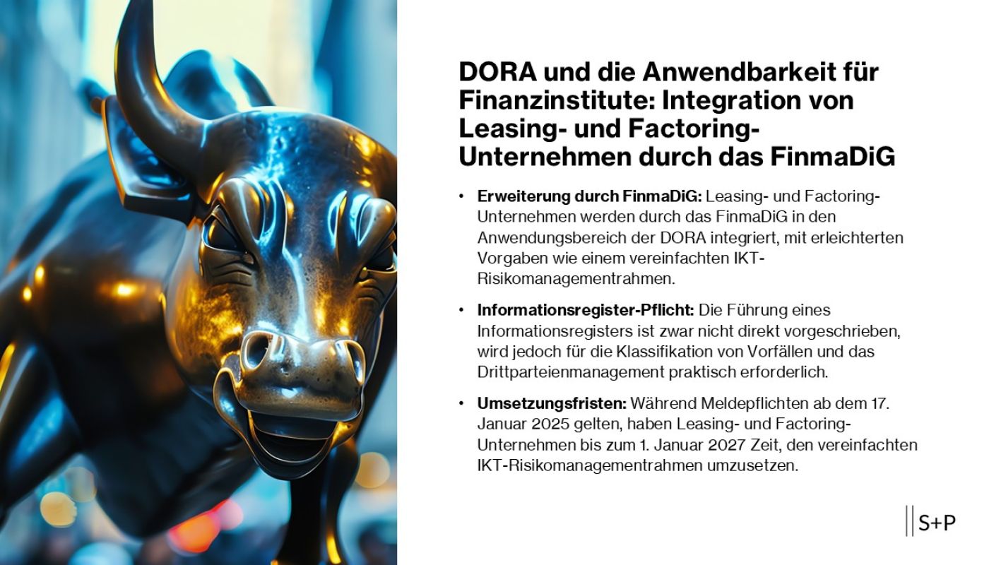 DORA und die Anwendbarkeit f&uuml;r Finanzinstitute: Integration von Leasing- und Factoring-Unternehmen durch das FinmaDiG